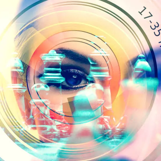 A single open eye at the centre of the frame, quietly aware